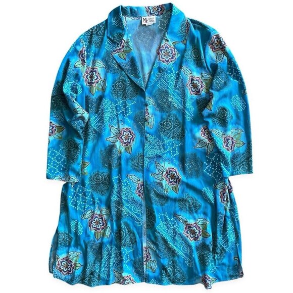 Maggie Sweet Jackets & Blazers - Maggie Sweet Womens Vintage Boho Glitter & Glow Jacket Sz 3X Plus Floral Blue